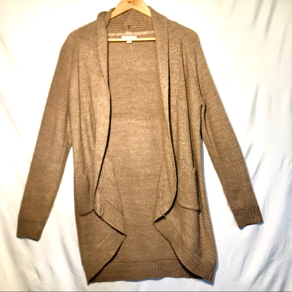 New York & Company Open Front Knit Cardigan - Tan